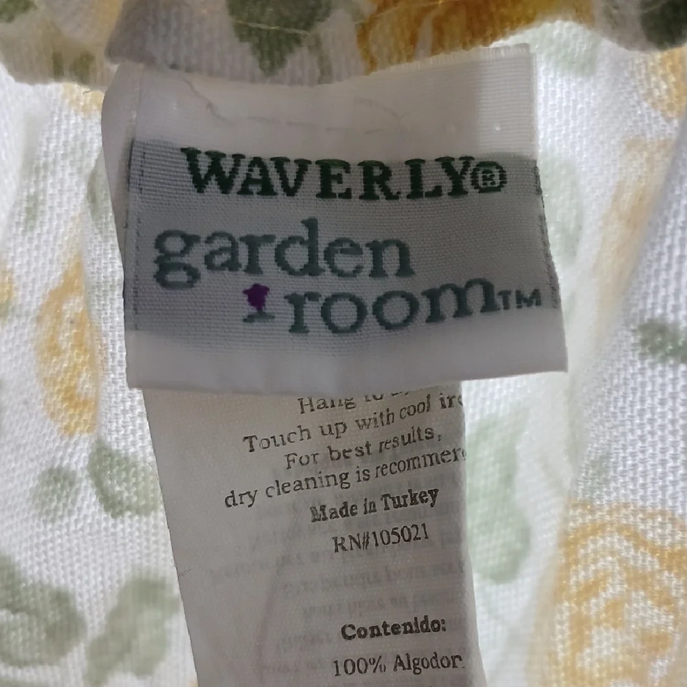 1 Set Waverly Garden Room Floral Yellow Tier Curtains 58